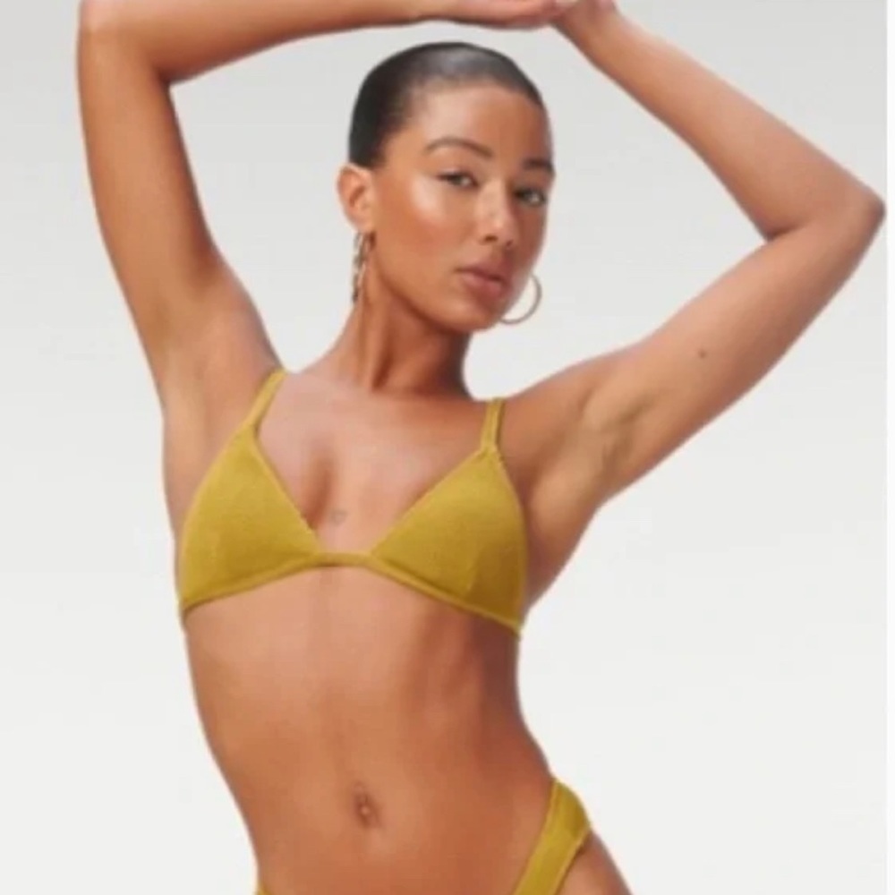 Good American Always Fits Triangle Swim Top, Size 1 - Dirty Olive